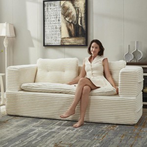 80" Wide Modern Sleeper Sofa with Convertible Chaise and Built-in Blanket for Living Room -3irtyhousy - 1 of 4
