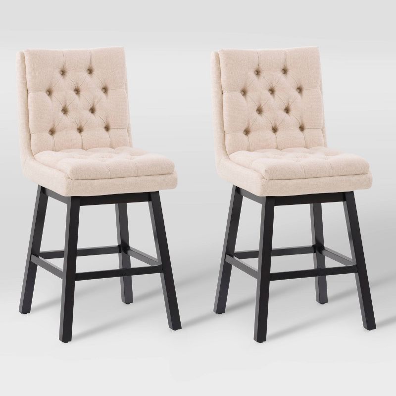 Set of 2 Boston Tufted Fabric Barstools - CorLiving, 1 of 8