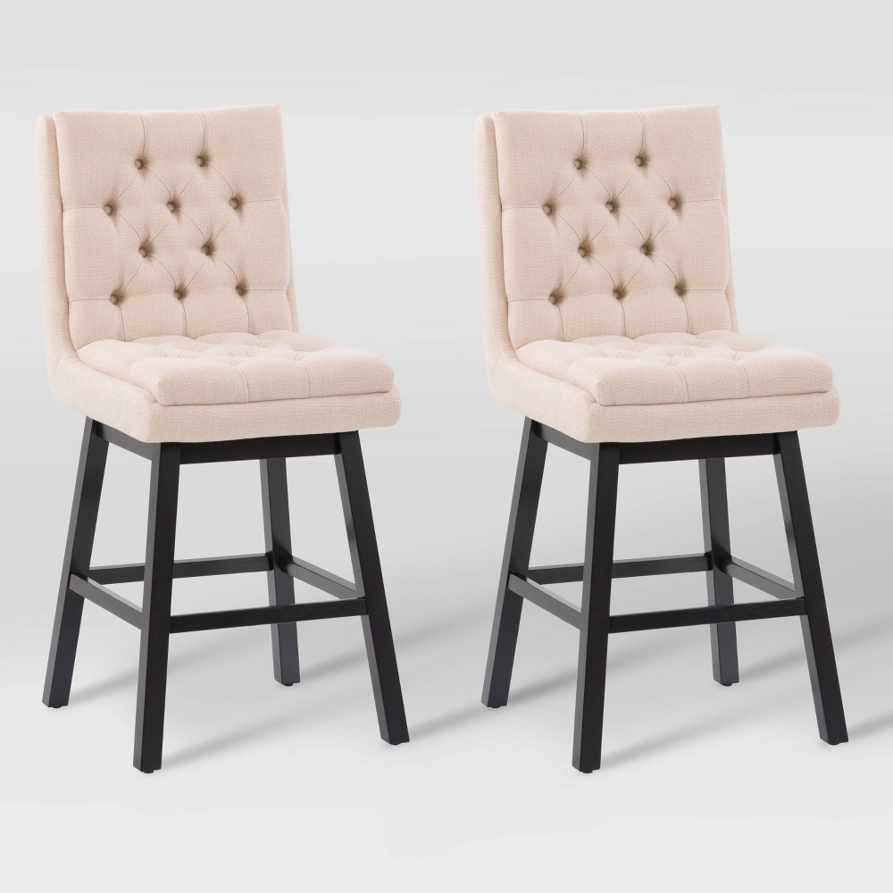 Photos - Chair CorLiving Set of 2 Boston Tufted Fabric Barstools Beige  