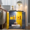 Bedside Tables with LED Farmhouse Gray Nightstand Tables with Glass Shelves Led End Table - 2 of 4