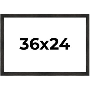 PosterPalooza | 36x24 Wide Barnwood Picture Frame, UV Acrylic, 6 Finishes - Grey, Brown, White, and Black - 1 of 4