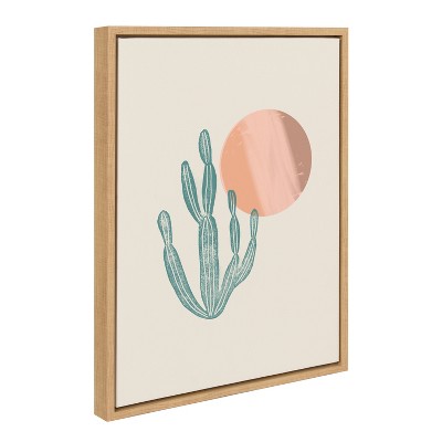 Desert Sunrise Abstract Landscape Canvas Print with Natural Frame