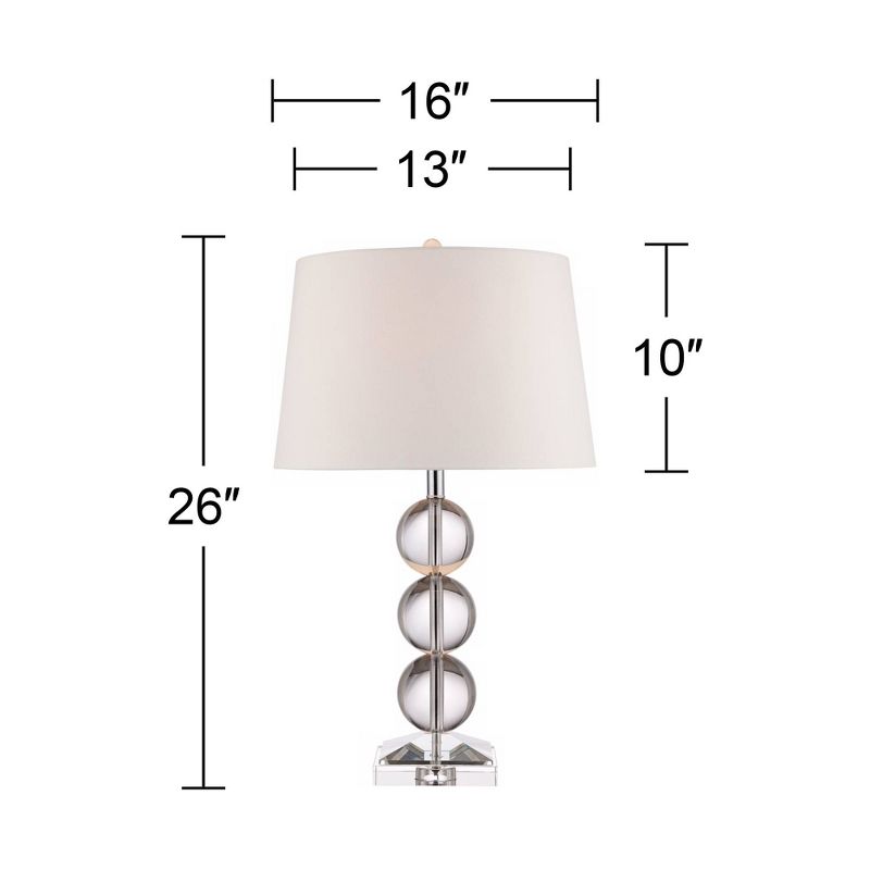 360 Lighting Mersenne Modern Table Lamp 26" High Clear Crystal Globes Stacked Silver Pole White Drum Shade for Bedroom Living Room Bedside Nightstand, 4 of 8