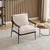 Syemin Accent Chairs Modern Reading Chair, Mid Century Modern Accent Chairs, Linen Fabric Arm Chair Upholstered Leisure Chair, White, 28"*29.9"*33.5" - 2 of 4