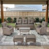 POCASSY Gray Wicker Patio Furniture Set with Coffee Table, Swivel Rocker Glider Outdoor Chairs with Sofa and Side Table, All-Weather Removable Cushion - 2 of 4