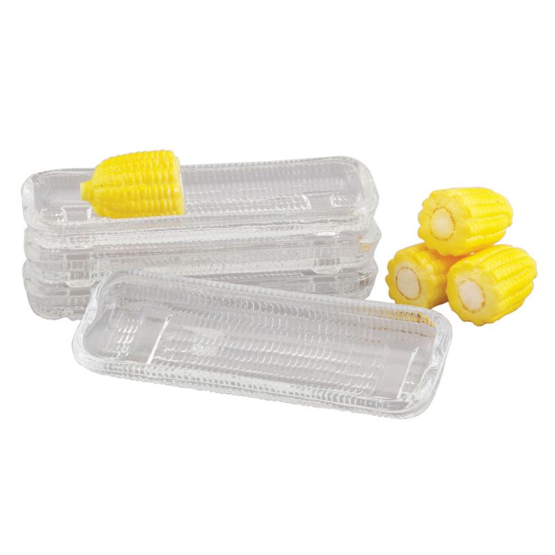 HIC Harold Import Co Glass 8.5 Inch Corn on the Cob Individual Serving Dish, Set of 4, 1 of 2