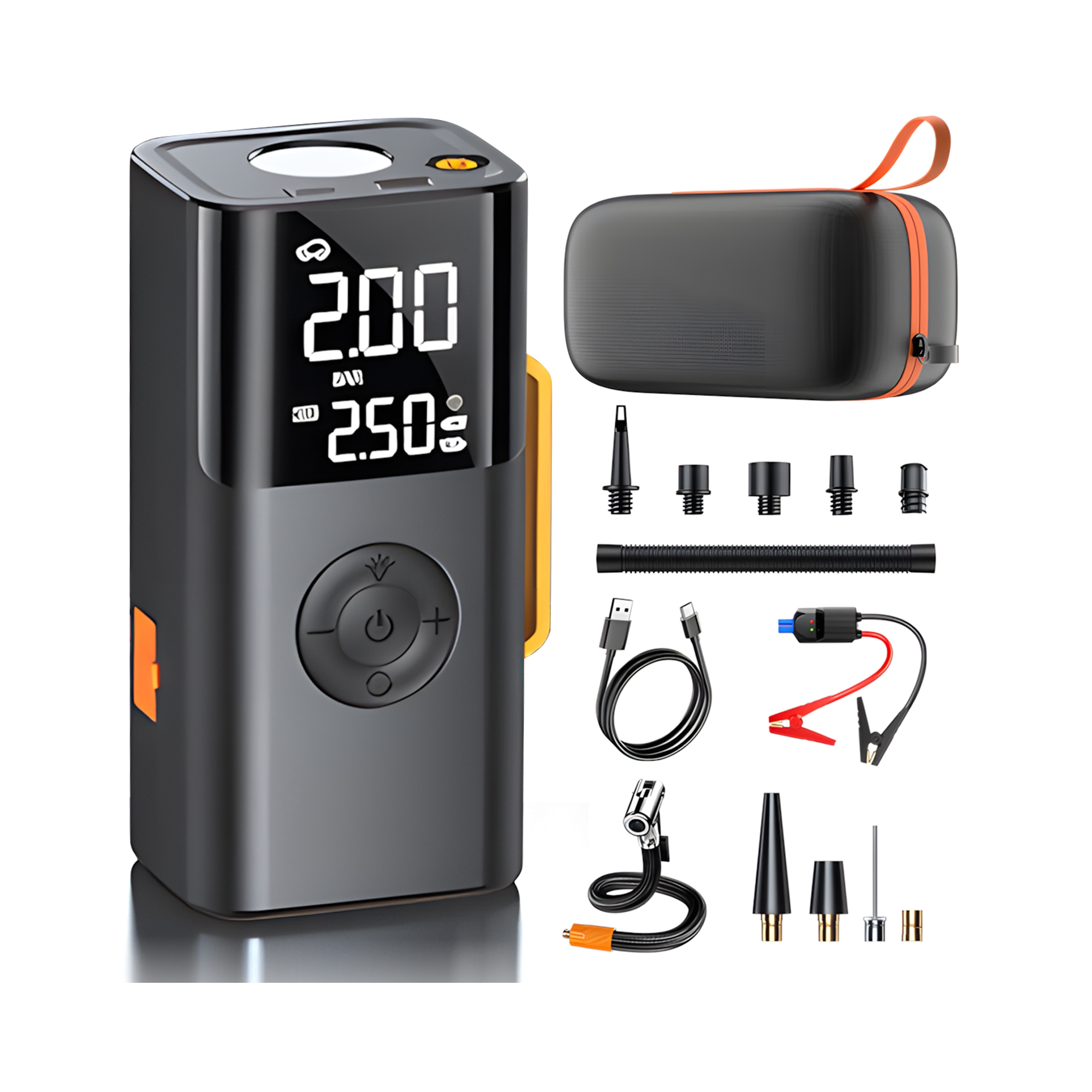 Jump Starter with Air Compressor 1500A Peak Car Battery Portable with 150PSI Tire Inflator Cordless Auto Shutoff Emergency Power Bank
