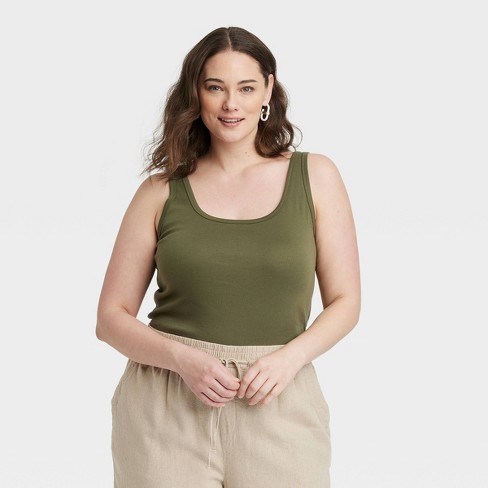Women's Slim Fit Tank Top - A New Day™ Olive Green Xxl : Target