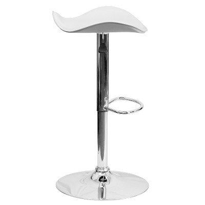 White Adjustable Height Swivel Barstool with Chrome Base