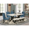 6-Piece Rectangle Natural Oak Finish Solid Wood Top Dining Table with 1-Bench, 4-Chairs with - 2 of 4