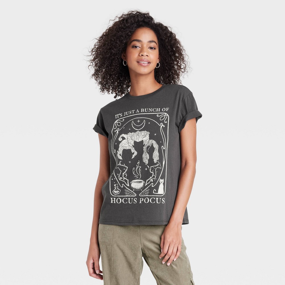 Women's Disney Hocus Pocus Short Sleeve Graphic T-Shirt - Slate Black XS