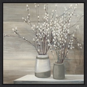 Amanti Art Willow Still Life Gray Pots Crop by Julia Purinton Framed Canvas Wall Art - 1 of 4