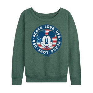 Women's - Disney - Americana Lightweight French Terry Wide Neck Long Sleeve Shirt - 1 of 4
