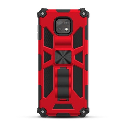 MyBat Sturdy Hybrid Protector Cover Case (with Stand) Compatible With Motorola Moto G Power (2021) - Red / Black