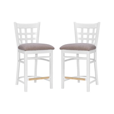 Set of 2 Lola Counter Height Barstools Upholstered White - Linon