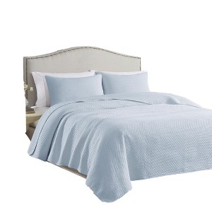 RT Designers Collection Caitlyn 2 Pieces Washed Pinsonic Lightweight Quilts Set For Bedding, Twin, White - 1 of 4