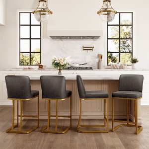 Captiva Designs 24 inch Height Bar Stool with Faux Leather & Padded Seat and Back & Sturdy Steel Frame - 1 of 4