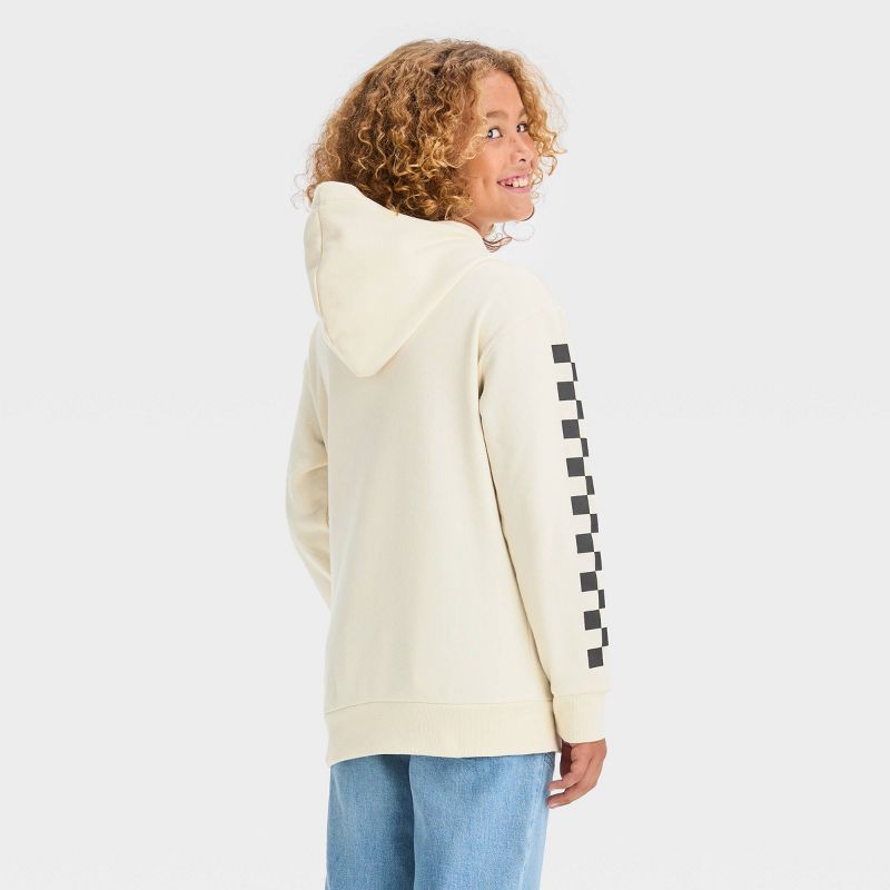 Boys' Smiley Hooded Pullover Sweatshirt - art class™ Off-White, 3 of 5
