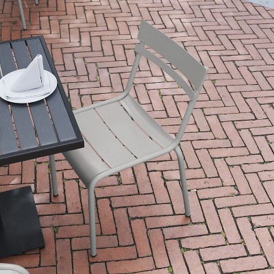 Sleek Silver Steel Stackable Modern Indoor-Outdoor Chair