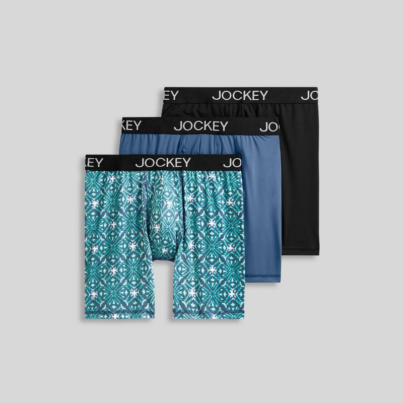 Jockey Generation&#8482; Men's Microfiber Stretch Long Leg Boxer Briefs 3pk - Black/Mint Green/Steel Blue, 3 of 3
