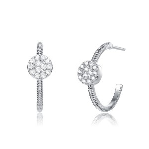 Elegant rhodium plated 20mm open hoop earrings with a sleek and modern design - 1 of 3