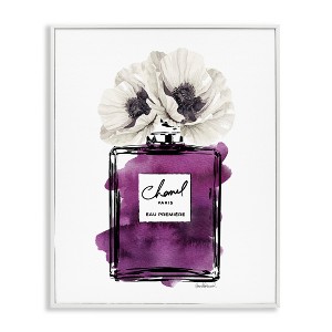 Stupell Industries Glam Perfume Purple Watercolor Effect Flower Blossom Black Framed Giclee Art - 1 of 4