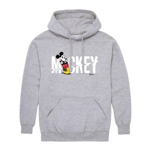 Men's - Disney - Mickey Name Glitch Graphic Fleece Pullover Hoodie - 1 of 4