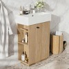 21.6" bathroom vanity with ceramic sink, freestanding modern right door wood grain cabinet with open and closed storage for small bathrooms - 2 of 4