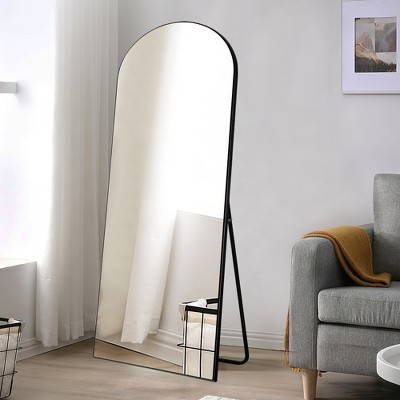 Dovelina Wood Frame Arch Top Full Length Mirror Leaning Mirror