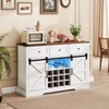 Tangkula Wine Bar Cabinet w/LED Lights & Doors Coffee Station w/ Adjustable Shelves Racks - 3 of 4