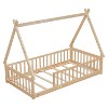 NicBex Twin Tent-shaped Floor Bed,Toddler Floor Bed with Guardrails,Bed Frame with Wood Slats,Montessori Bed for Toddlers,Girls,Boys - 2 of 4