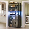 Bar Cabinet with Wine Rack, Wine Rack with Glass Bracket and LED Light, Coffee Sideboard,Grey - 3 of 4