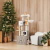 Modern 2-in-1 Cat Tree with Litter Box Enclosure - 72.8-Inch Tall Cat Tower, Cat Condo with Scratching Posts, Perch, Caves, Basket, Washable Cushions - 3 of 4