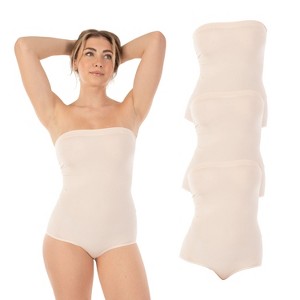 Body Beautiful Shapewear Womens Strapless Tummy Control Bodysuit Nylon Pink XX Large/XXX Large, 3-Pack - 1 of 4