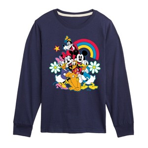Boys' - Disney - Character Group Rainbow Flower Long Sleeve Graphic T-Shirt - 1 of 4