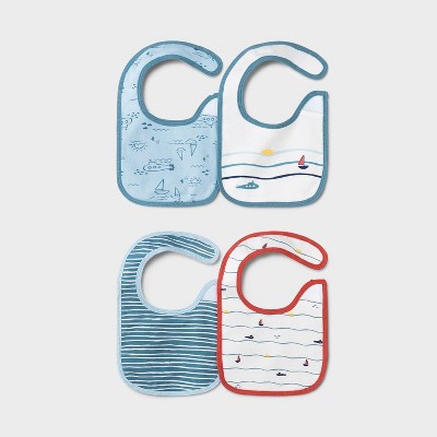 Image of Baby Boys' 4pk Sweet Seaside Bib - Cloud Island™ Blue
