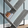 INFURNIC Decorative Bookshelf Bookcase Etagere 3 Tier V Shaped Storage Laminate Slim Metal Frame Modern Design, Gray, 32"*12"*60.25" - 3 of 4