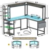 Aheaplus Reversible L-Shaped Computer Desk with Storage Shelf, Home Office Desk with Charging Station, Led Light - 2 of 4