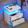 Vlsrka LED Nightstand with USB & Wireless Charging, Auto Sensor RGB Lights, 2 Drawers, Modern White Bedside Table for Bedroom Furniture - 2 of 3