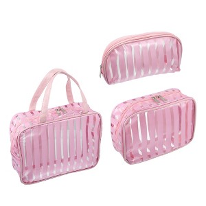 Unique Bargains Large Capacity Clear Zipper Makeup Bag Organizers 3 Pcs - 1 of 4