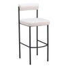 HomeRoots Set of Two 30" Ivory and Black Shearling and Steel Low Back Bar Height Bar Chairs - 4 of 4