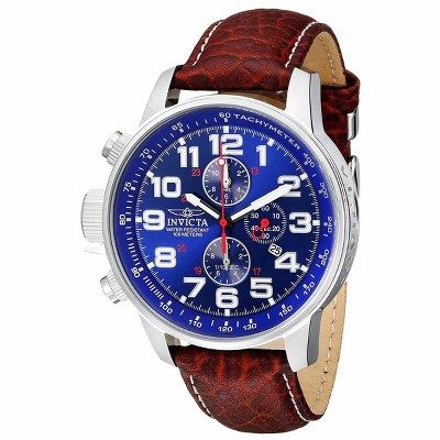Invicta 3328 Men's Force Blue Dial Brown Leather Strap Lefty Watch