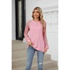 Womens Tops Round Neck Long Sleeve Lace Trim Relaxed Fit T Shirt Pink XL - 3 of 4
