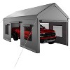 10x20ft Heavy Duty Carport w/ Galvanized Steel Frame, PE Canopy & Roll-Up Windows, All-Weather Shelter - 2 of 4