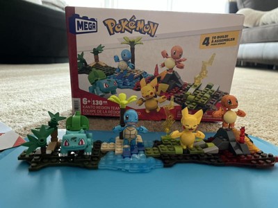 MEGA Pokemon Building Toy Kit Kanto Region Team with 4 Figures (130 Pieces)  for Kids 