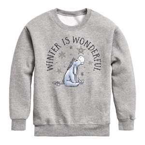 Boys' - Winnie the Pooh - Eeyore Winter is Wonderful Christmas Graphic Long Sleeve Fleece Sweatshirt - 1 of 4