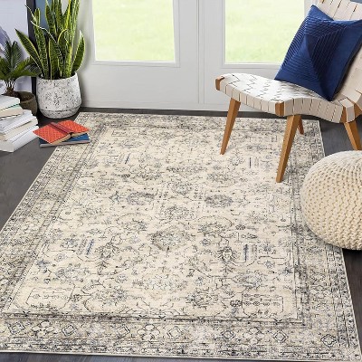Vintage Area Rugs for Living Room, Washable Carpet Indoor Non Slip Large Area Rugs, Soft Low Pile Rug Foldable Floor Rug