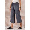 ECUPPER Womens Cotton Cropped Pants Loose Fit Wide Leg Capri Casual Plus Size Elastic Waist Trousers - 2 of 4