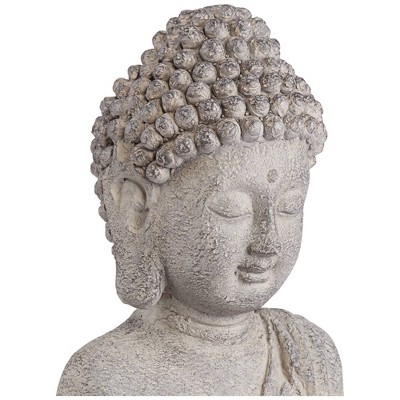 Gray Faux Stone Standing Buddha Zen Garden Statue