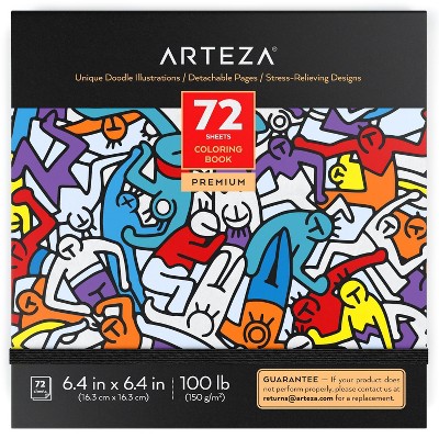 Arteza Adult Coloring Book, Doodle Illustrations, 6.4"x6.4" - 72 sheets (ARTZ-8932)